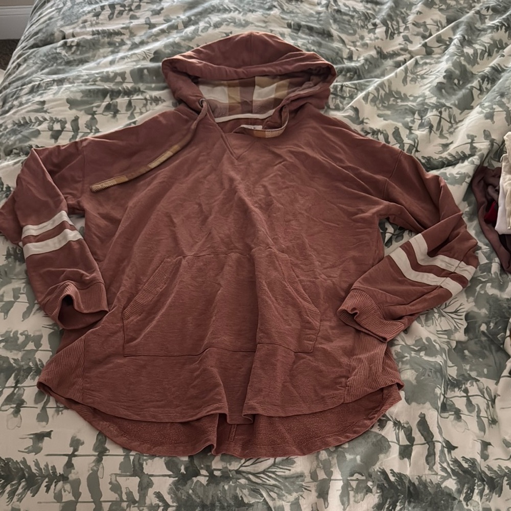 Maurices Brown Hoodie with Striped Accents